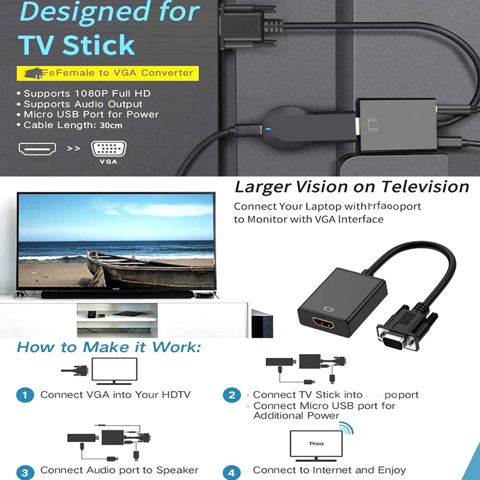 HDMI to VGA Adapter, HD Female to Male 1920 x 1080P for PC Laptop Projector for Xbox for Chromebook