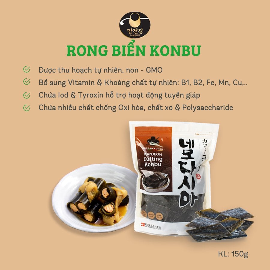 Tảo Bẹ Kombu Hàn Quốc 150g Manjeon Dried Kelp