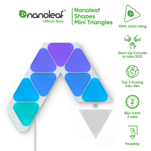 Đèn LED RGB lắp ghép thông minh Nanoleaf Shapes Tam Giác Mini - Mini Triangle 9 ô đèn (Bộ khởi động)