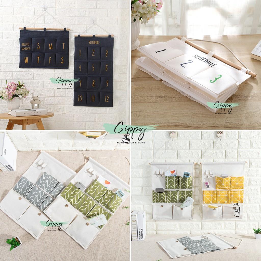 Túi vải treo đồ, giỏ đựng đồ, chìa khóa treo tường nhiều ngăn - phụ kiện tiện ích - Gippy Decor