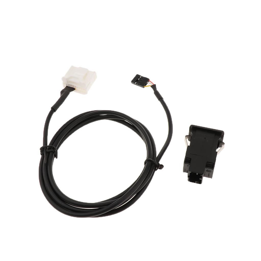 Car USB AUX Switch Socket with Wire Harness Cable Adapter for Toyota Tacoma