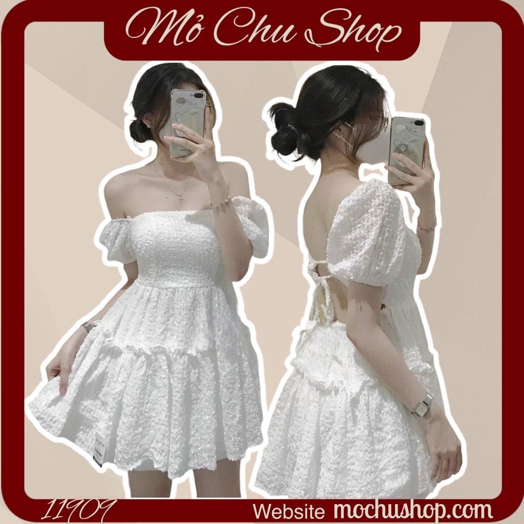 ĐẦM XOÈ REN KIM SA HỞ LƯNG TAY PHỒNG SIÊU XINH 11909
