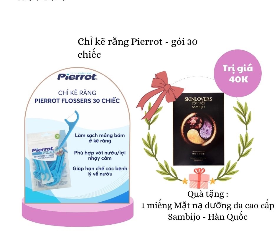 [Tặng 1 mặt nạ] Chỉ kẽ răng Pierrot FIossers 30pcs