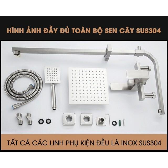 Sen Cây Tắm Đứng vuông nóng lạnh KOREA chất liệu inox 304 cao cấp, củ sen nặng 2.5kg