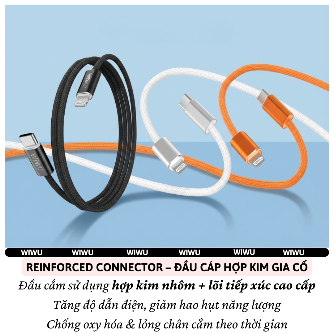 Dây cáp sạc nhanh PD 27W USB-C to Lightning công nghệ DURAFLEX PowerLink Pro dài 150cm WIWU ESSEN cho iPhone/ iPad - Sạc nhiệt độ thấp, Chip thông minh, Dây bện siêu bền, Chống rối + dây buộc gọn - Hàng nhập khẩu