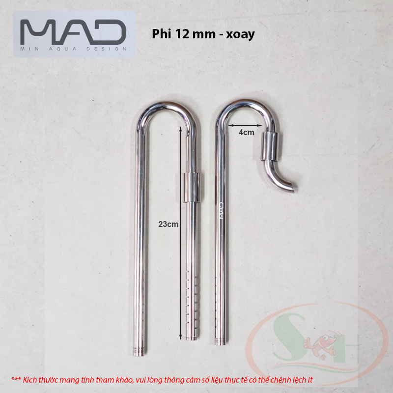 In out inox MAD phi 10, 12, 16, 19 mm CNC ống lọc thùng bể cá tép thủy sinh