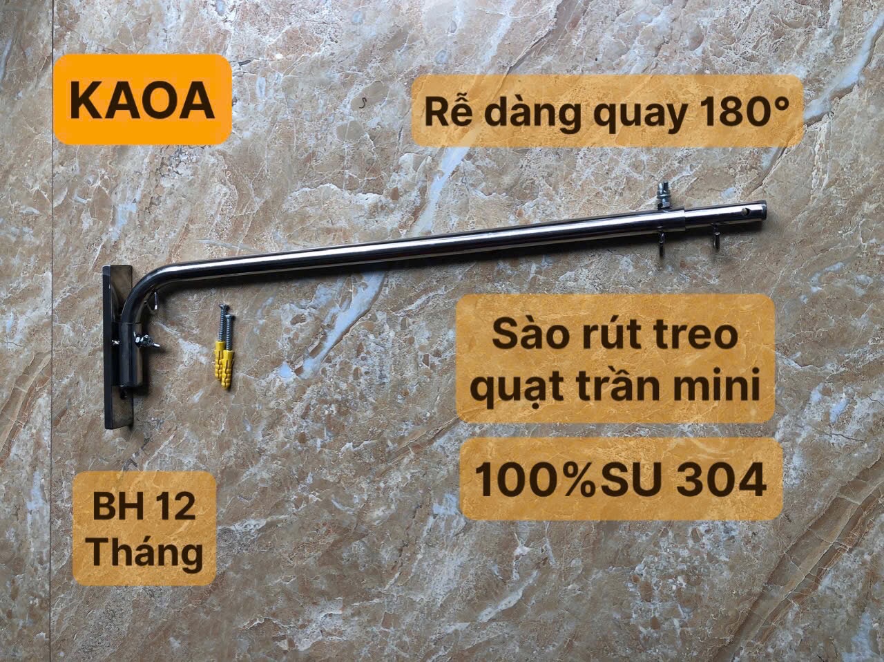 Thanh treo quạt trần mini. Trục quay dạng rút ( Lắp đặt cho mọi vị trí. BH12 THÁNG )