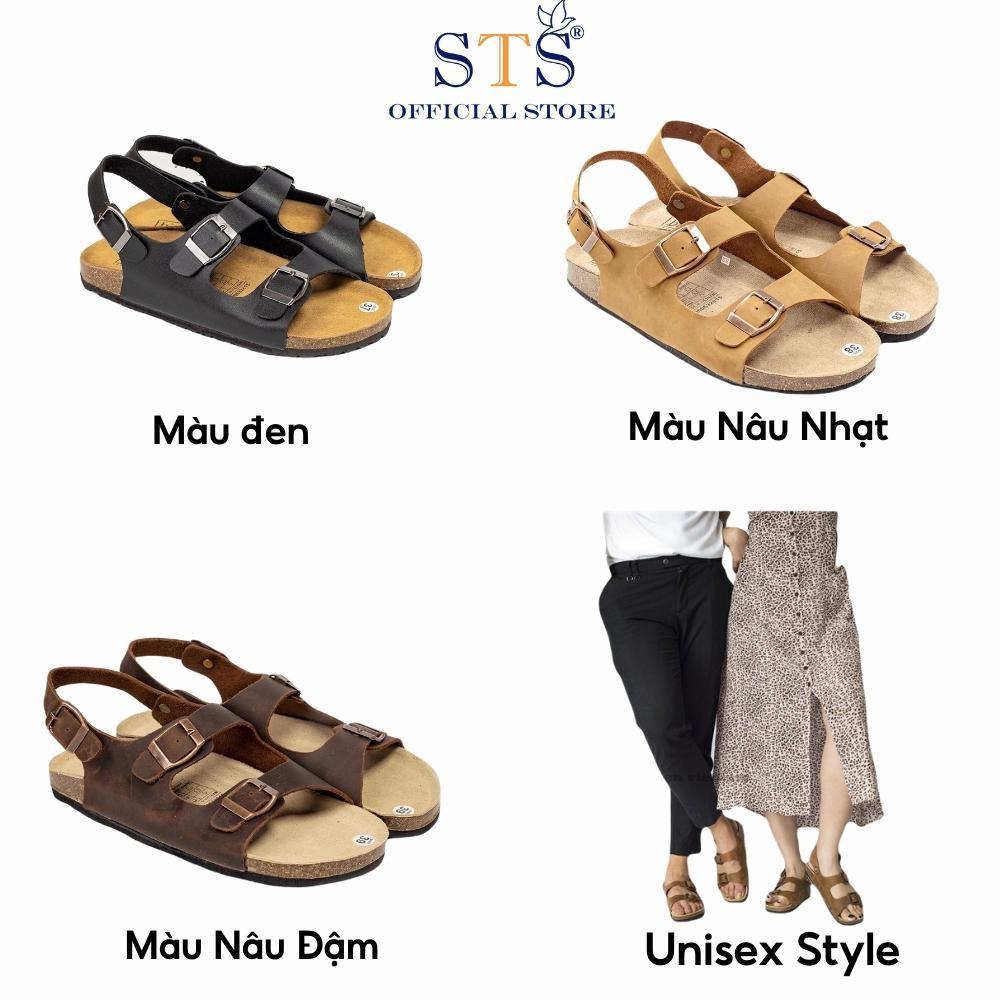 Dép sandal quai ngang Birken đế trấu mát xa chân unisex nam nữ da bò thật hàng xuất khẩu cao cấp BH 6 tháng D02