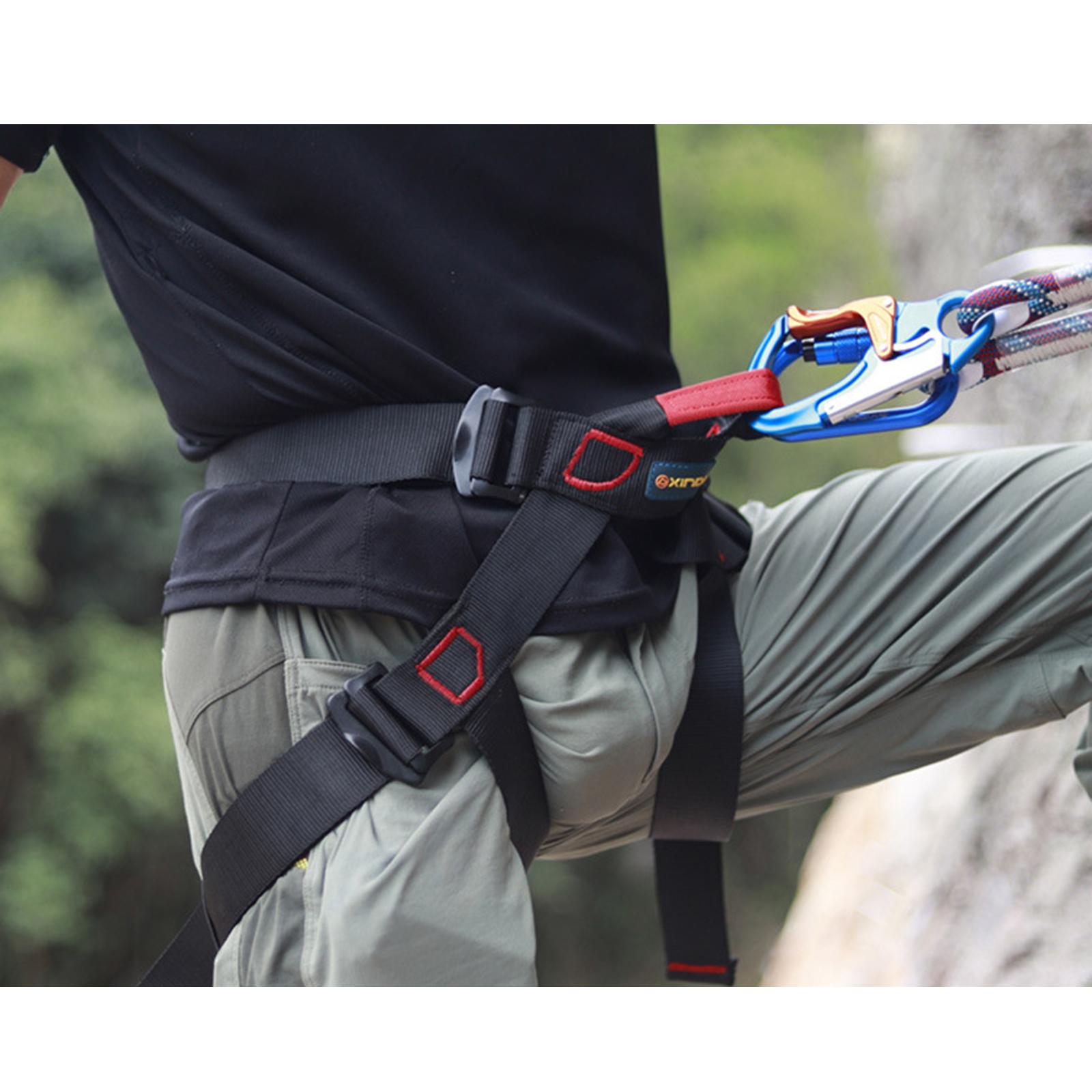 Climbing Harness Adjustable Waist Safe Belt Wider Climbing Rappelling Black