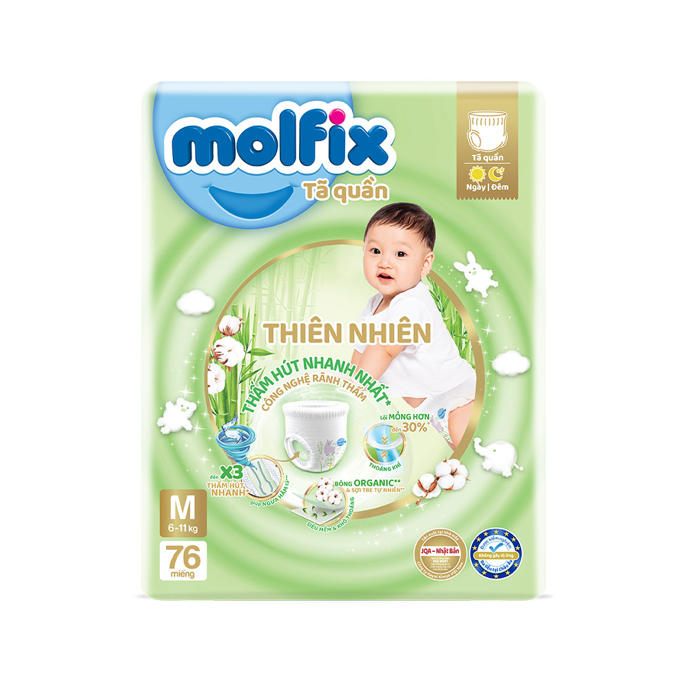 Combo 2 Tã quần Molfix Thiên nhiên Ultra M152/L136/XL124/XXL112