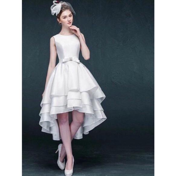 Đầm mặc cưới xếp tầng nơ eo nhẹ nhàng sang trọng ivy fashion - size M/L - MS185Y đi biển dự tiệc dạo phố bigsize gợi cảm