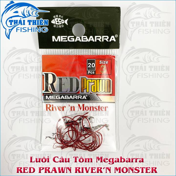 Lưỡi Câu Tôm Megabarra Red Prawn River’n Monster Vỉ 20 Lưỡi