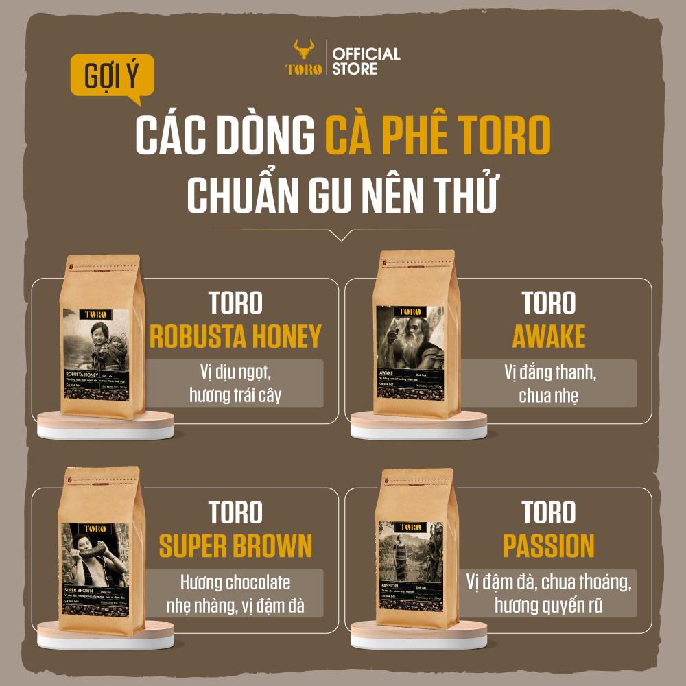 [1kg] Bộ 2 Cà Phê Bột Toro Super Gold Nguyên Chất 100% | 500gr/gói |TORO FARM