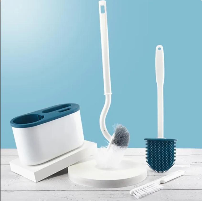 Bộ 3 Bàn Chải Silicon Chà Bồn Cầu Vệ Sinh Nhà Tắm Cọ Bồn Cầu Toilet 3 Trong 1 Tiện Dụng Đa Năng, Bộ 3 Cây Chổi Cọ Nhà Vệ Sinh Toilet Xoay 360 Độ Treo Tường - Set 3 Bàn Chải Chà Bồn Cầu Silicon 3in1 Làm Sạch Nhà Tắm