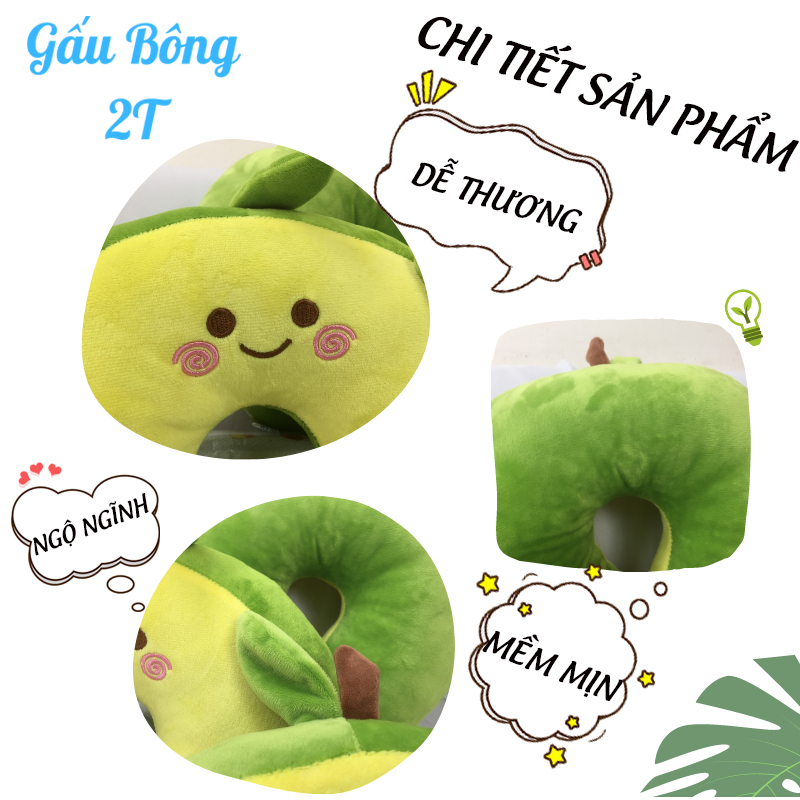 Gấu Bông Gối Ngủ Gối Tựa Chữ U Trái Bơ 2T Ngộ Nghĩnh