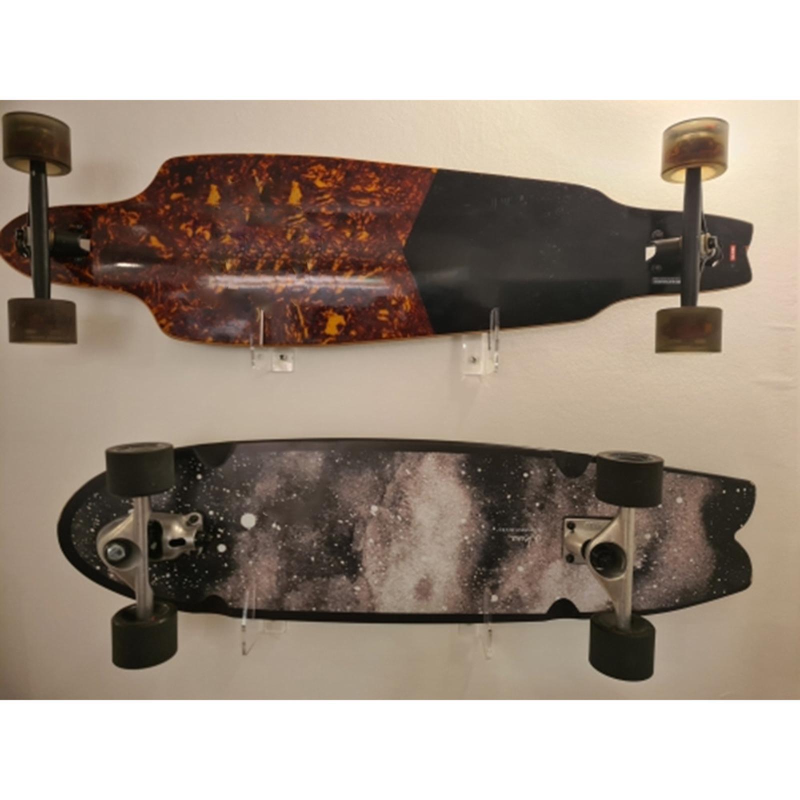 Skateboard Wall Mount Display Rack 1 Pair Acrylic Hanger for Longboard Skis