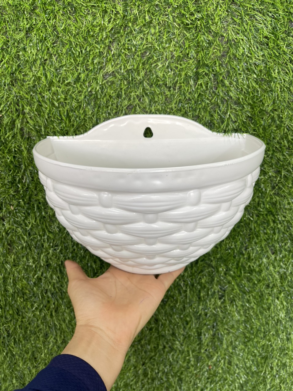 10 Chậu trồng hoa ốp tường đan mây - chậu treo tường to KT 26 x 16.5 x 14.5H