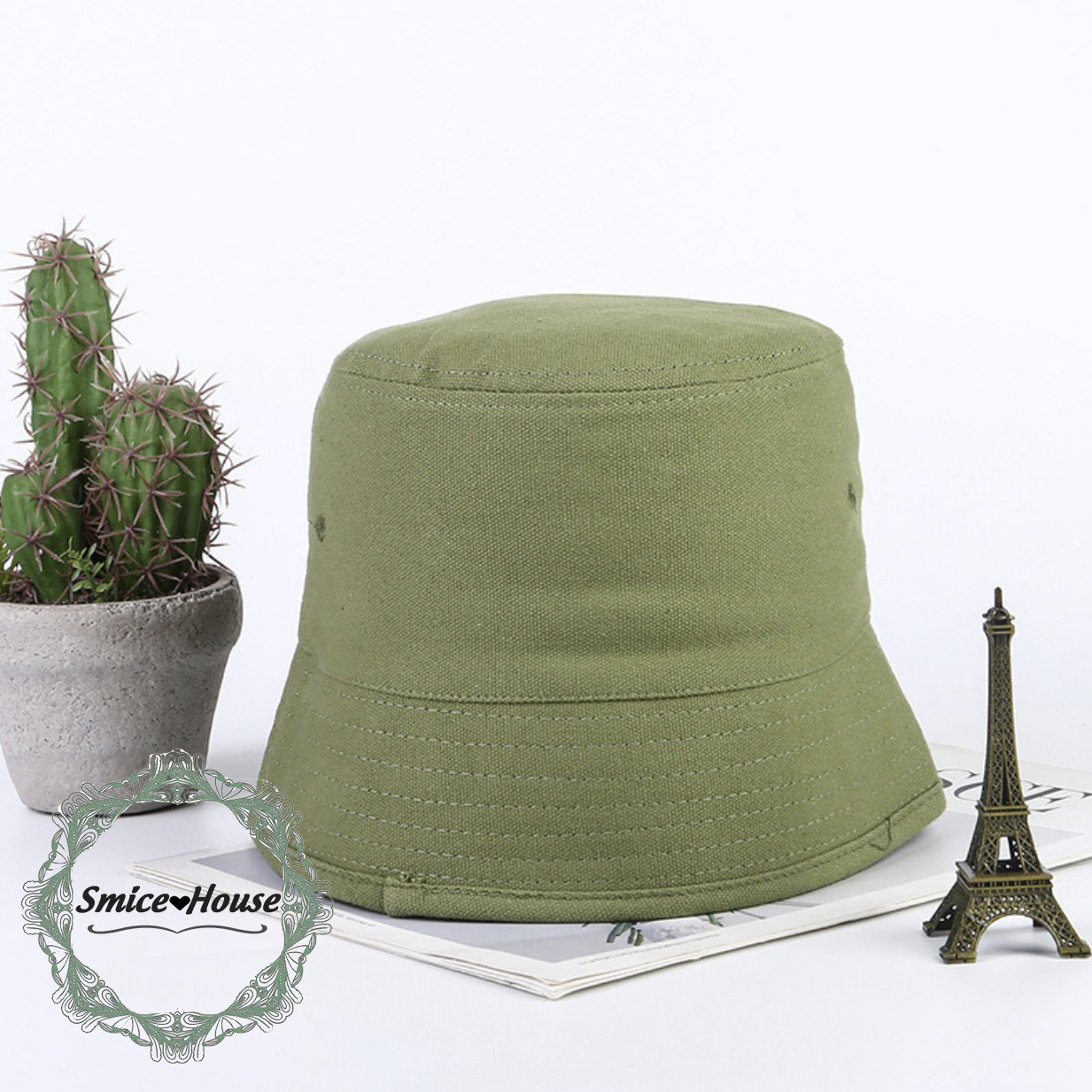 Mũ bucket vành phẳng form ngắn Nhật Bản che mặt nón tai bèo nam nữ vành phẳng chống nắng phong cách hiphop freesize - Smice House