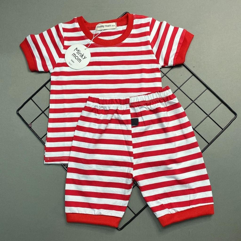 Bộ Cộc Tay Cho Bé Bộ Minky Mom Cộc Tay Cho Bé Trai Với Các đường kẻ Sọc rất đáng yêu. ...
