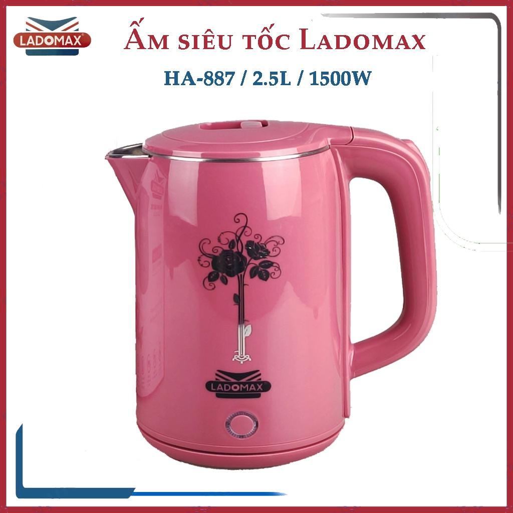 Ấm siêu tốc 2 lớp 2.5L Ladomax HA-887 Công suất 1500W, lòng inox 304 nguyên khối, đun nước sôi nhanh - Hàng chính hãng