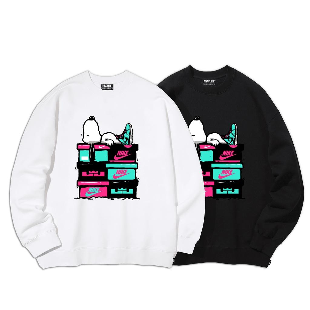 Áo sweater nam nữ local brand NIGUST Sneakerhead chất liệu nỉ da cá form rộng màu đen trắng Fullbox