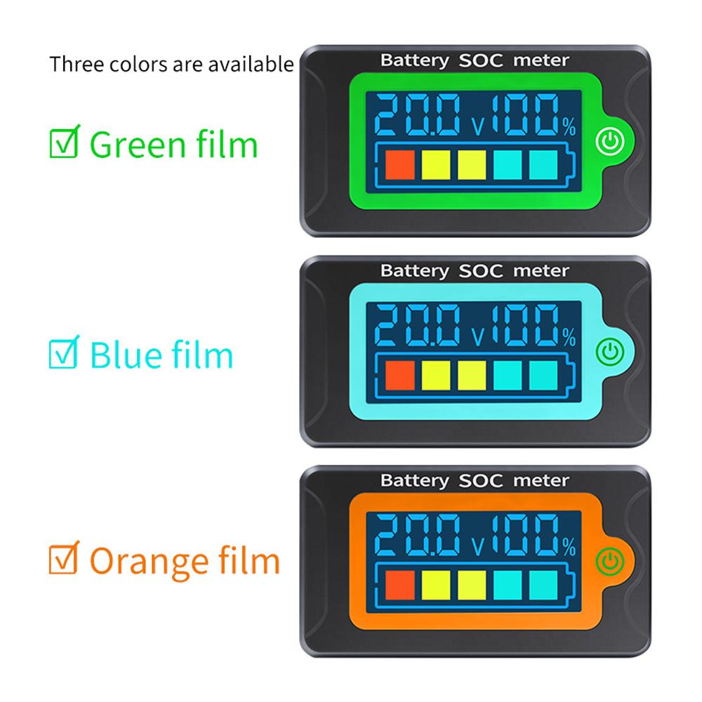 Waterproof Battery SOC Power Meter Capacity Indicator 8-100V Direct Current Voltmeter 12.0V 24V 36V 48V 60V 72V Lithium Iron Phosphate Battery Ternary Lithium Polymer Battery Tester