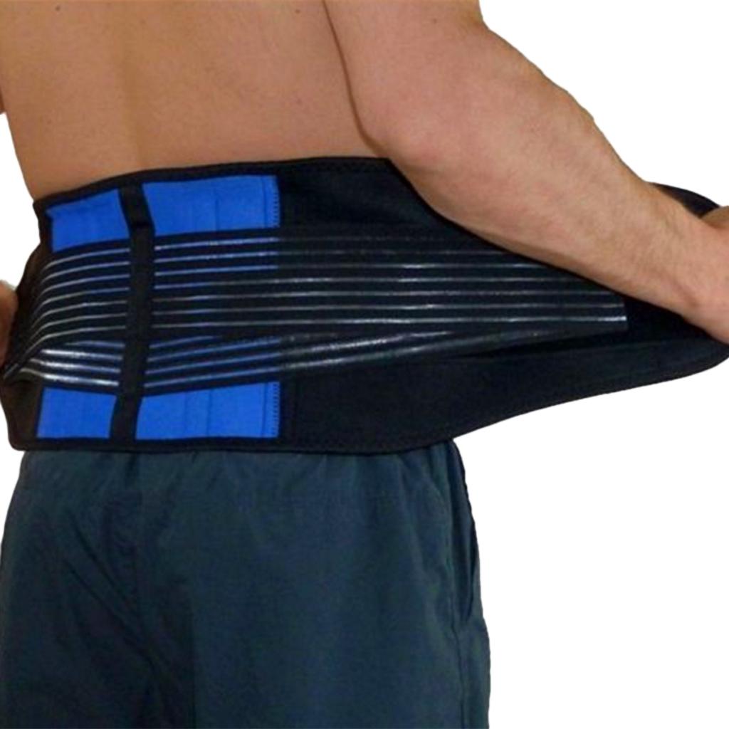 Sports Neoprene Back Support Brace Waist Protective Belt-Black&Blue S