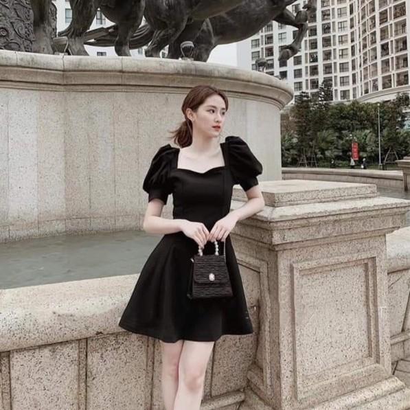 Váy Body Vai Bồng Tay Ngắn Cela Dress - Dáng Chữ A Cổ Vuông Chất Thun Cotton Mịn Đẹp - LH122