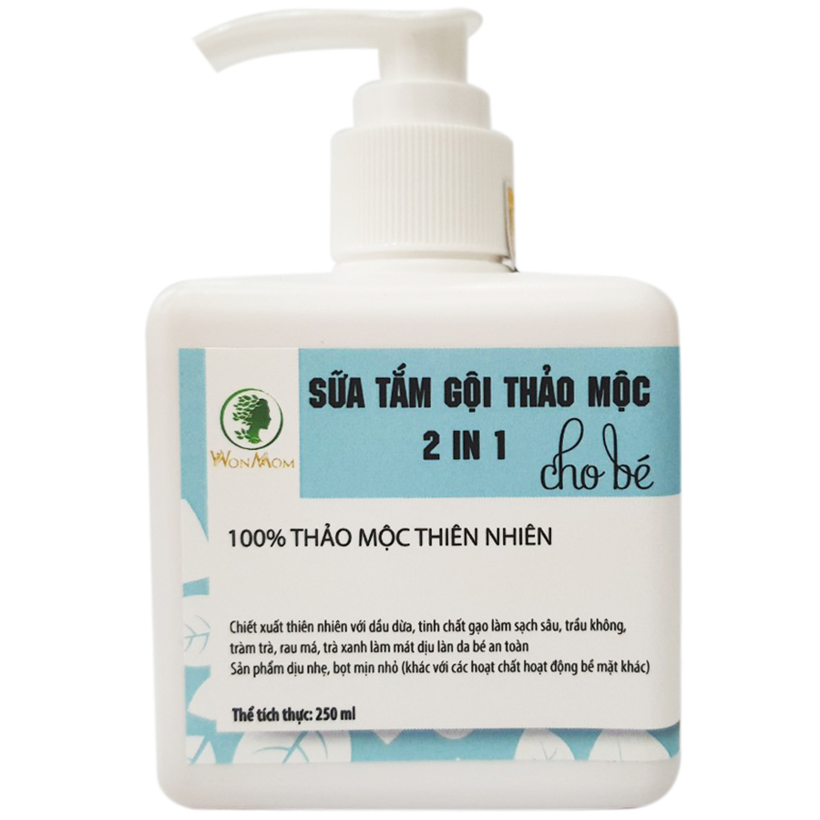 Sữa Tắm Và Gội Thảo Mộc, Nuôi Dưỡng Làn Da Mềm Mại Và Thơm Tho Cho Bé Wonmom 250ml