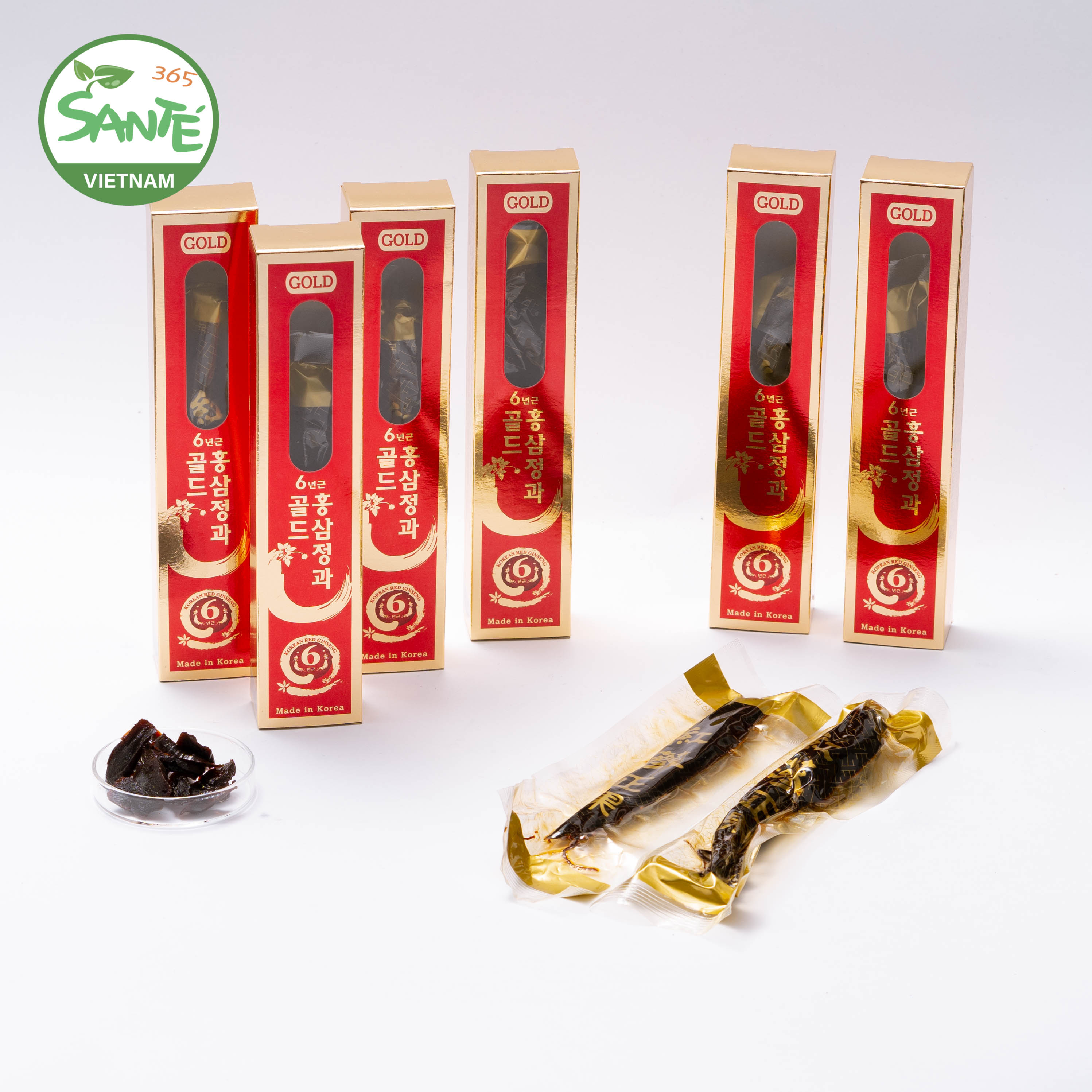 Sante365 - Hồng Sâm 6 Năm Tuổi Tẩm Mật Ong Gold hộp 300g (Honeyed 6 Years Old Korean Red Ginseng Gold) 