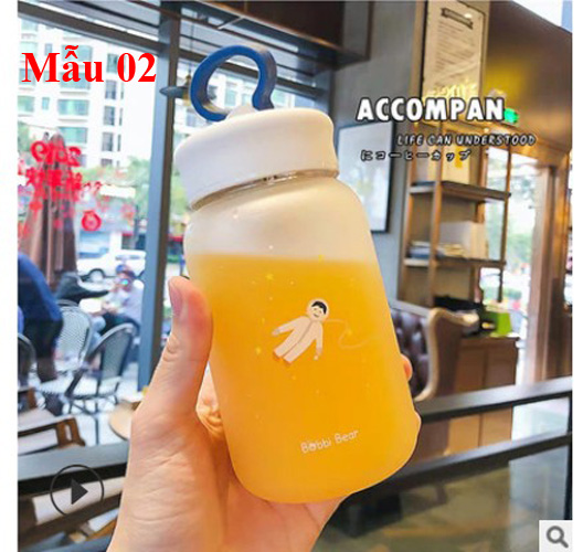 Bình Nước Thủy Tinh Có Ngăn Lọc Dễ Thương