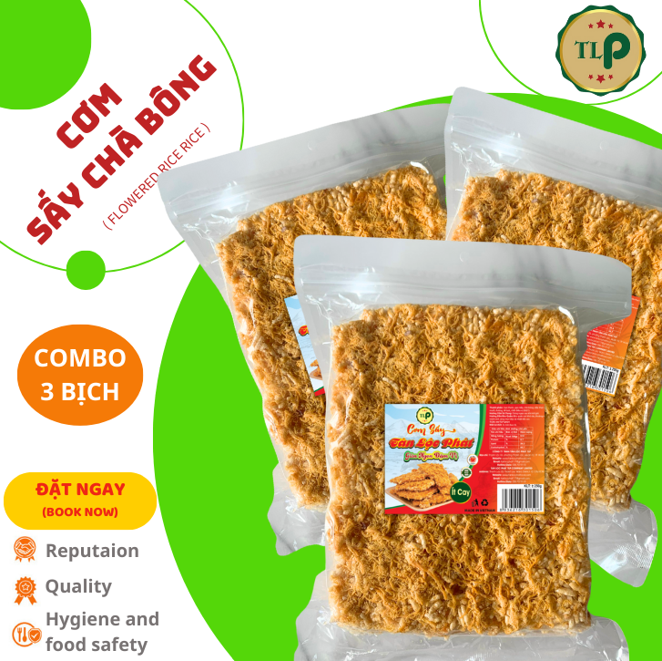 CƠM SẤY CHÀ BÔNG TÂN LỘC PHÁT COMBO 3 BỊCH - MỖI BỊCH 145G