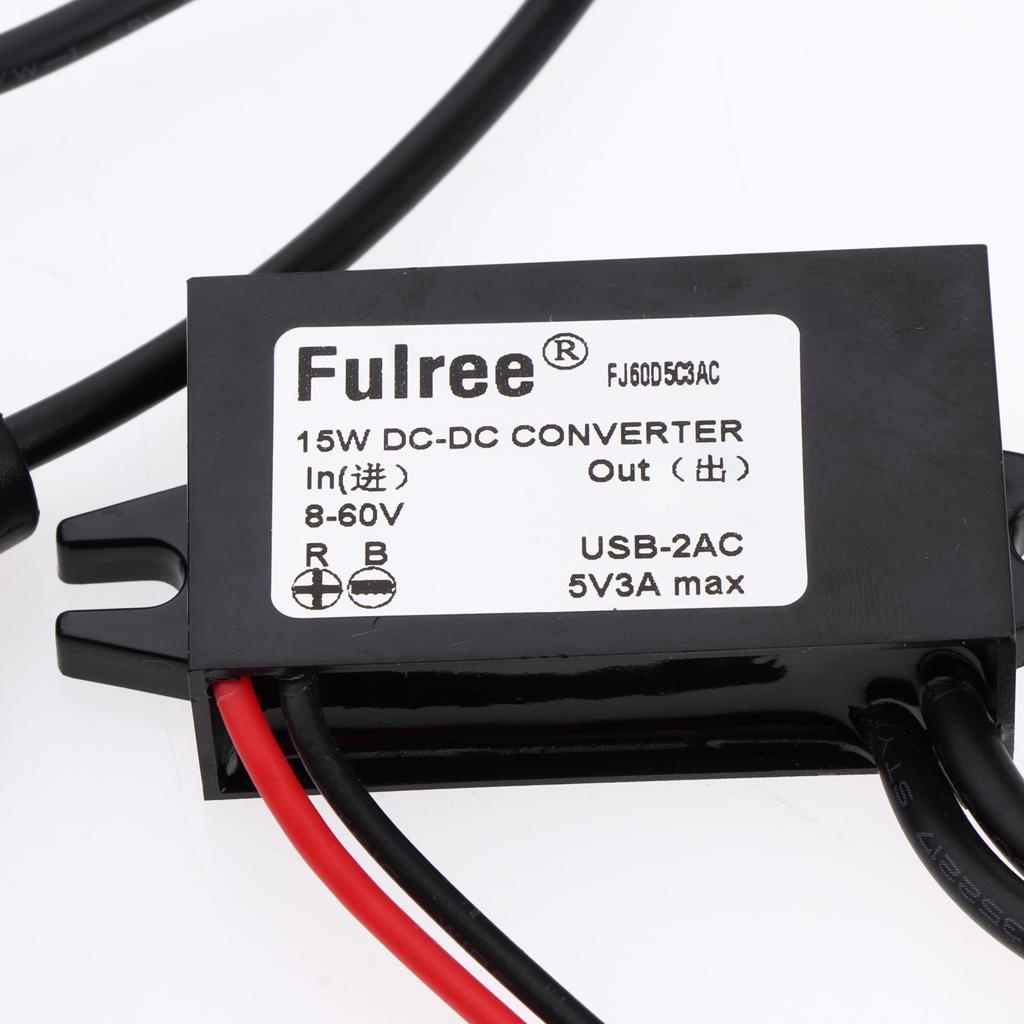 8-60V to 5V Dual USB DC-DC Car Power  Adapter Voltage Transformer