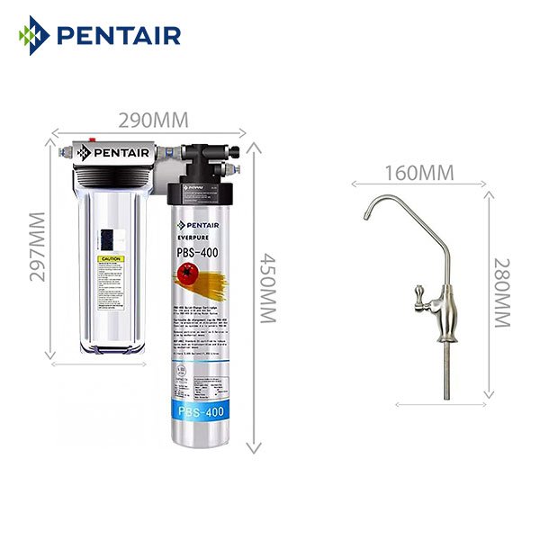 Máy Lọc Nước PENTAIR Everpure PBS-400 Special / Standard, Nước Uống Trực Tiếp, Công Suất Lên Tới 8.3 Lít/Phút, Không Dùng Điện, Không Nước Thải, Nhỏ Gọn Sang Trọng Phù Hợp Mọi Không Gian - Hàng Chính Hãng