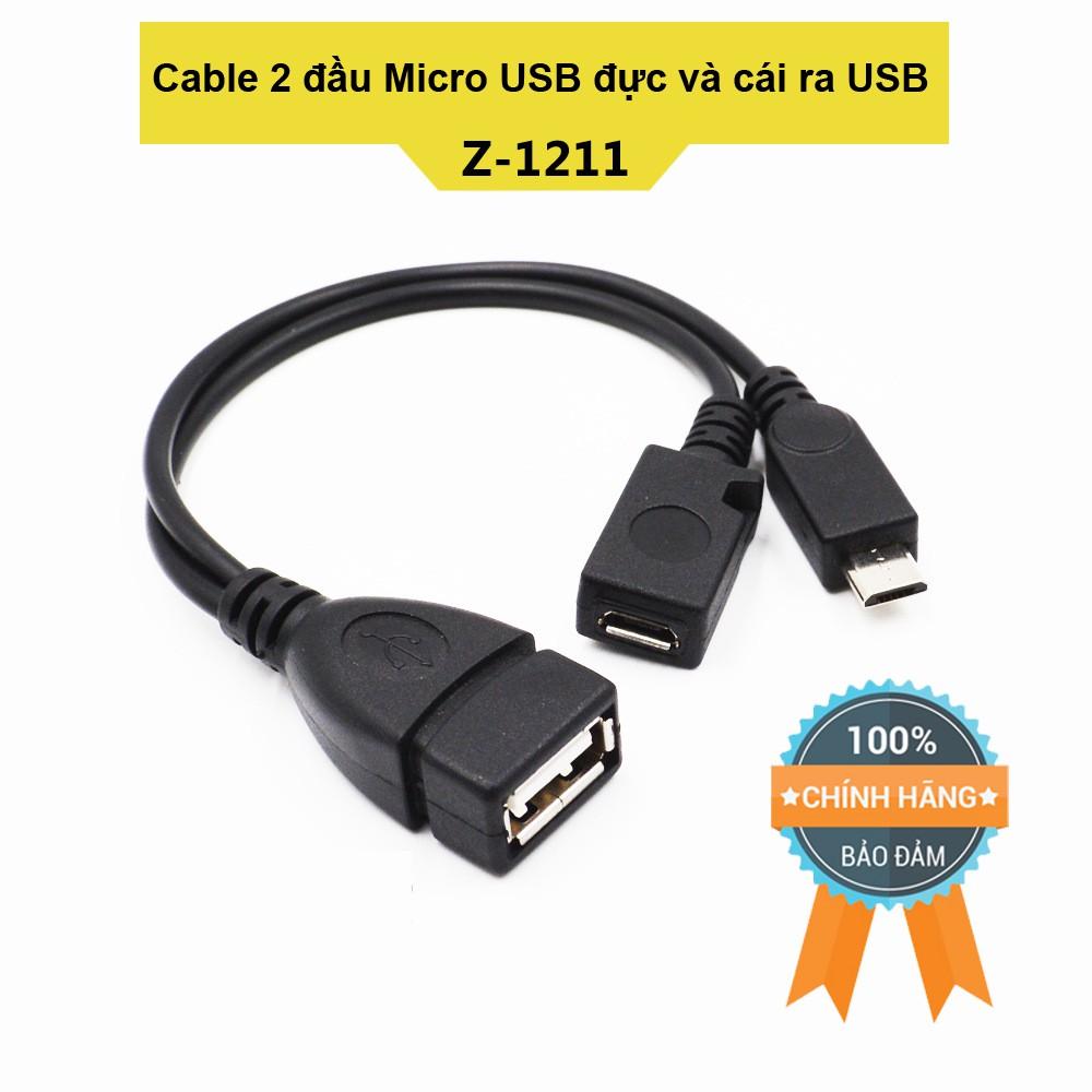 Cáp 2 đầu Micro USB đực và cái ra USB