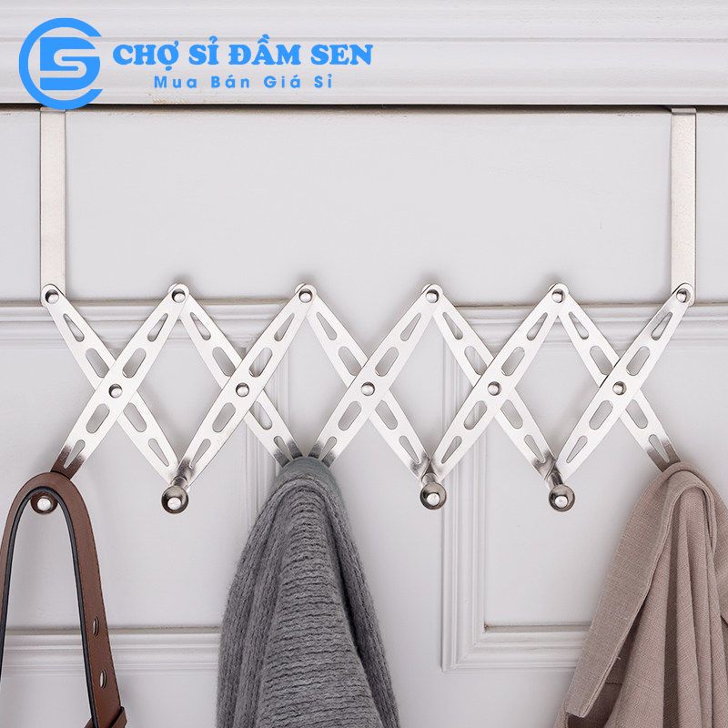 Móc treo đồ inox xếp gọn thông minh, móc treo sau cửa phòng, cửa tủ bếp, tủ quần áo G370-MTXG-inox