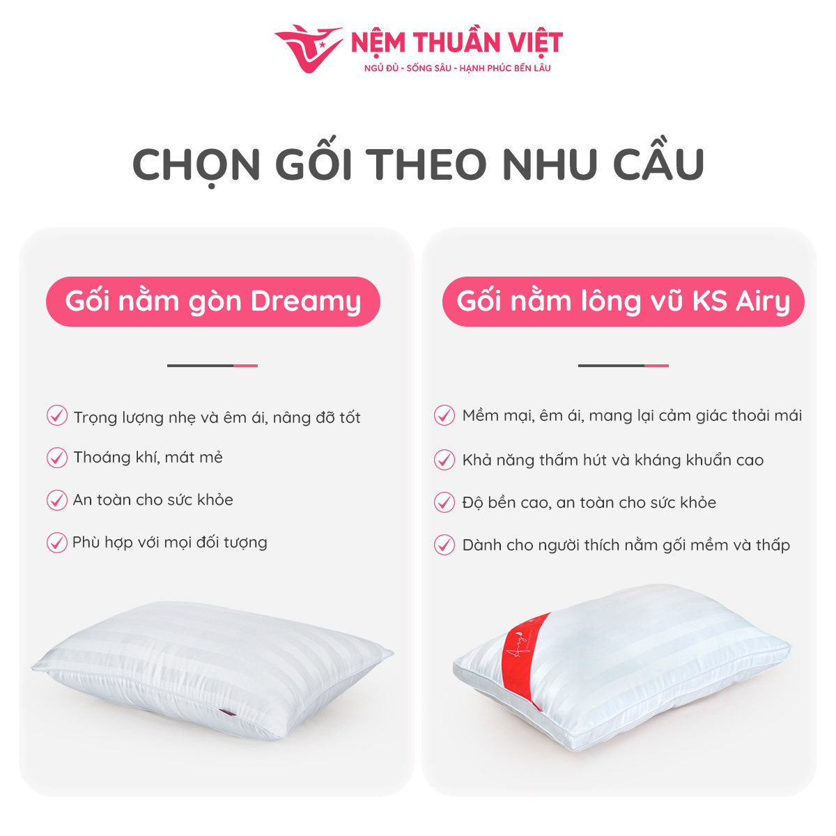 Ruột Gối Nằm Gòn Dreamy Thuần Việt - Sợi Gòn Cao Cấp, Êm Ái - Kích Thước 50x70