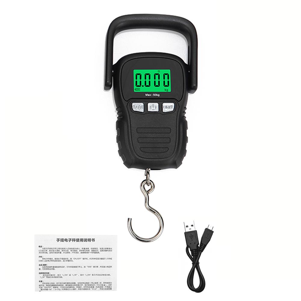 Mini Digital Display with Green Backlight 50kg Portable Weight Hook Lifting Scale Industrial Electronic Crane Scales 5 Units Switchable