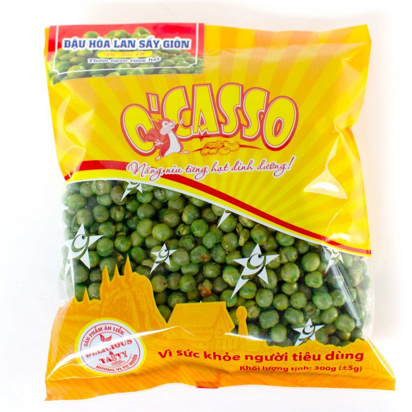 2 Gói Đậu Hòa Lan Sấy Giòn Vị Tỏi Ớt O'Casso 300g