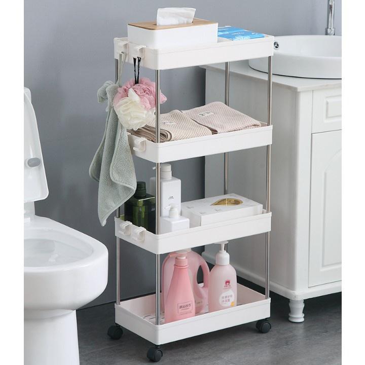 Kệ Đựng Đồ Đa Năng 4 Tầng Nhựa ABS Có Bánh Xe Di Chuyển Khung Inox Chịu Lực Đến 20 Kg