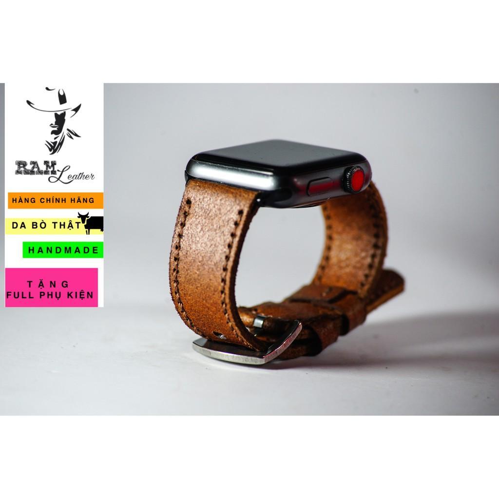 Dây đồng hồ RAM Leather cho apple watch da bò thật - RAM buttero nâu đỏ