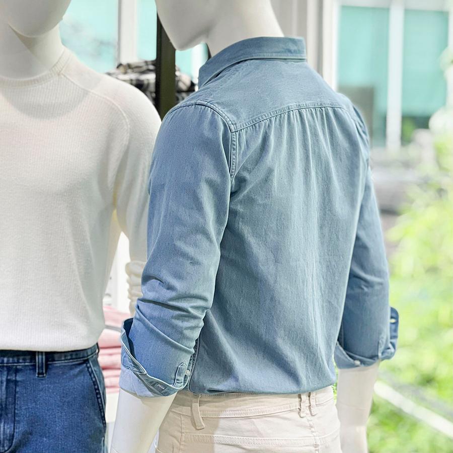 Áo Sơ Mi Nam Dài Tay Trơn BY COTTON Denim Shirt