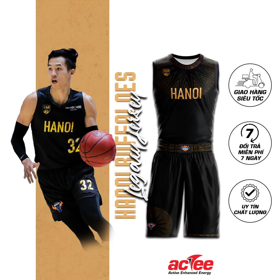 Trang phục bóng rổ ACTEE VBA 2021 Hanoi Buffaloes Legacy Edition