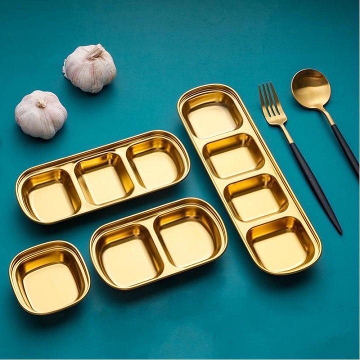 Khay Đựng Nước Sốt , Nước Chấm 3 ngăn Bằng Inox 304 Chất Lượng Cao