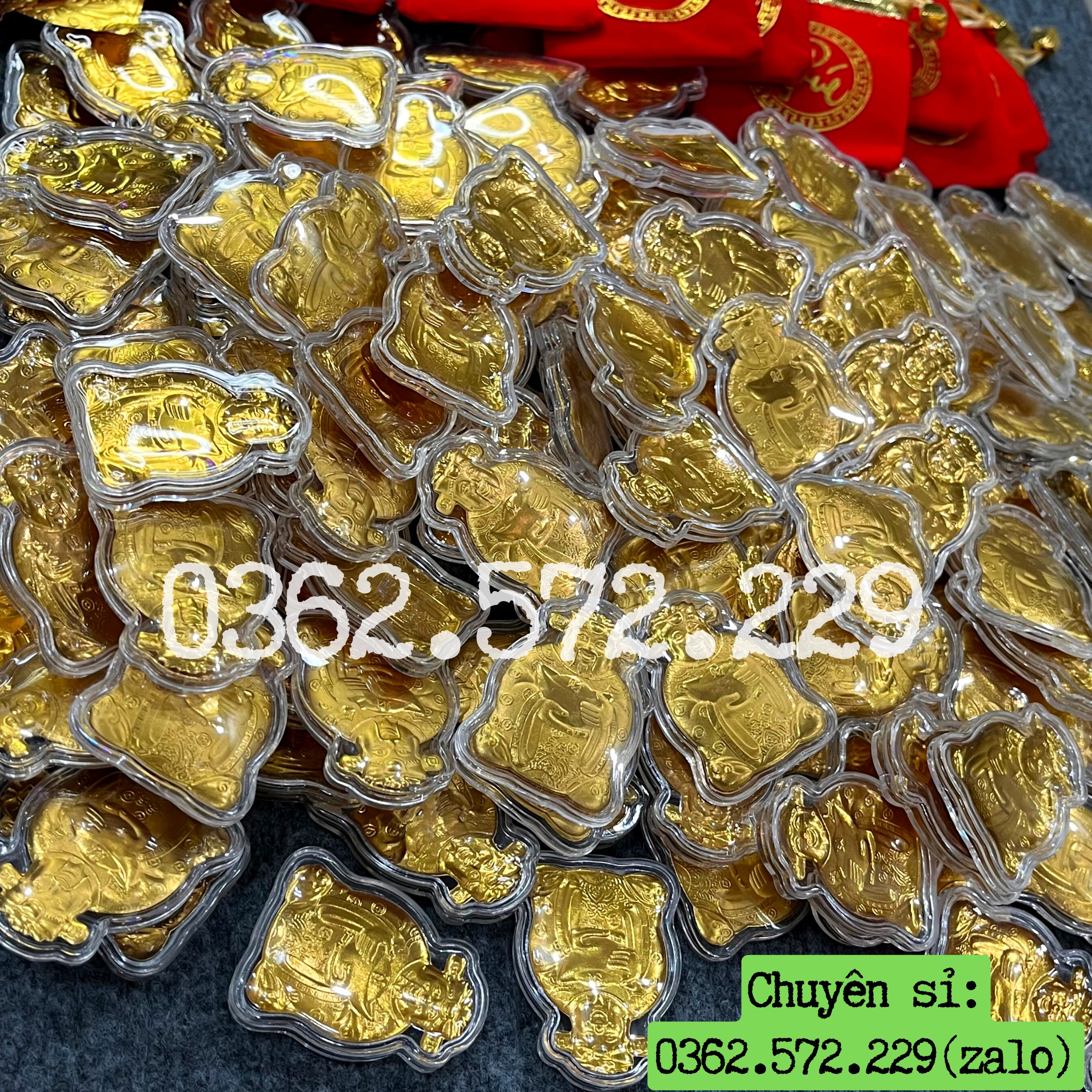 Sỉ Combo 100 Ông Thần Tài Mạ Vàng Kèm Túi Nhung Phúc