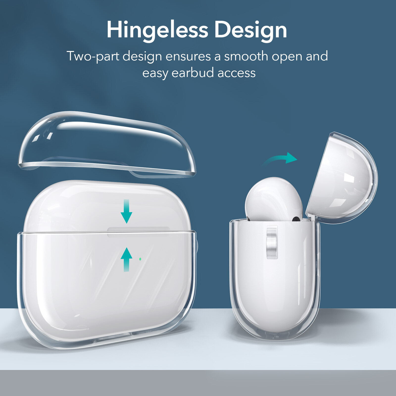 Bao Case ESR Air Ripple Crystal Clear dành cho AirPods Pro 2 và Airpods Pro - Hàng Chính Hãng
