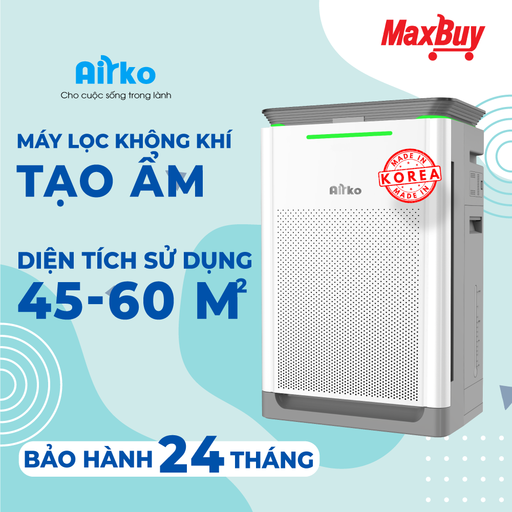 Máy lọc không khí và bù ẩm chính hãng Airko AK50M-R (60m2)/ Tính năng thông minh/ SP thiết yếu cho gia đình và Văn phòng