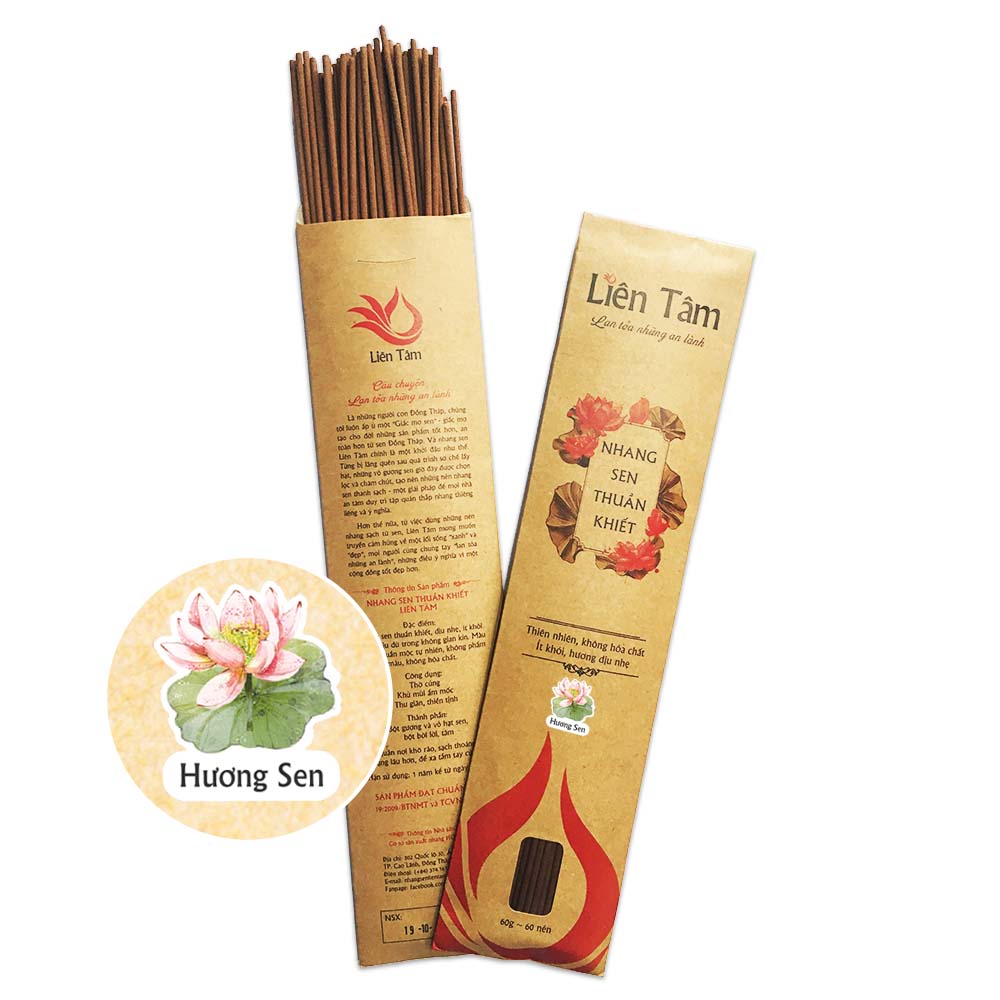 Combo 3 túi nhang sen Liên Tâm 3 mùi hương - 29cm - 60 cây/túi - Nhang sạch ít khói, thơm dịu