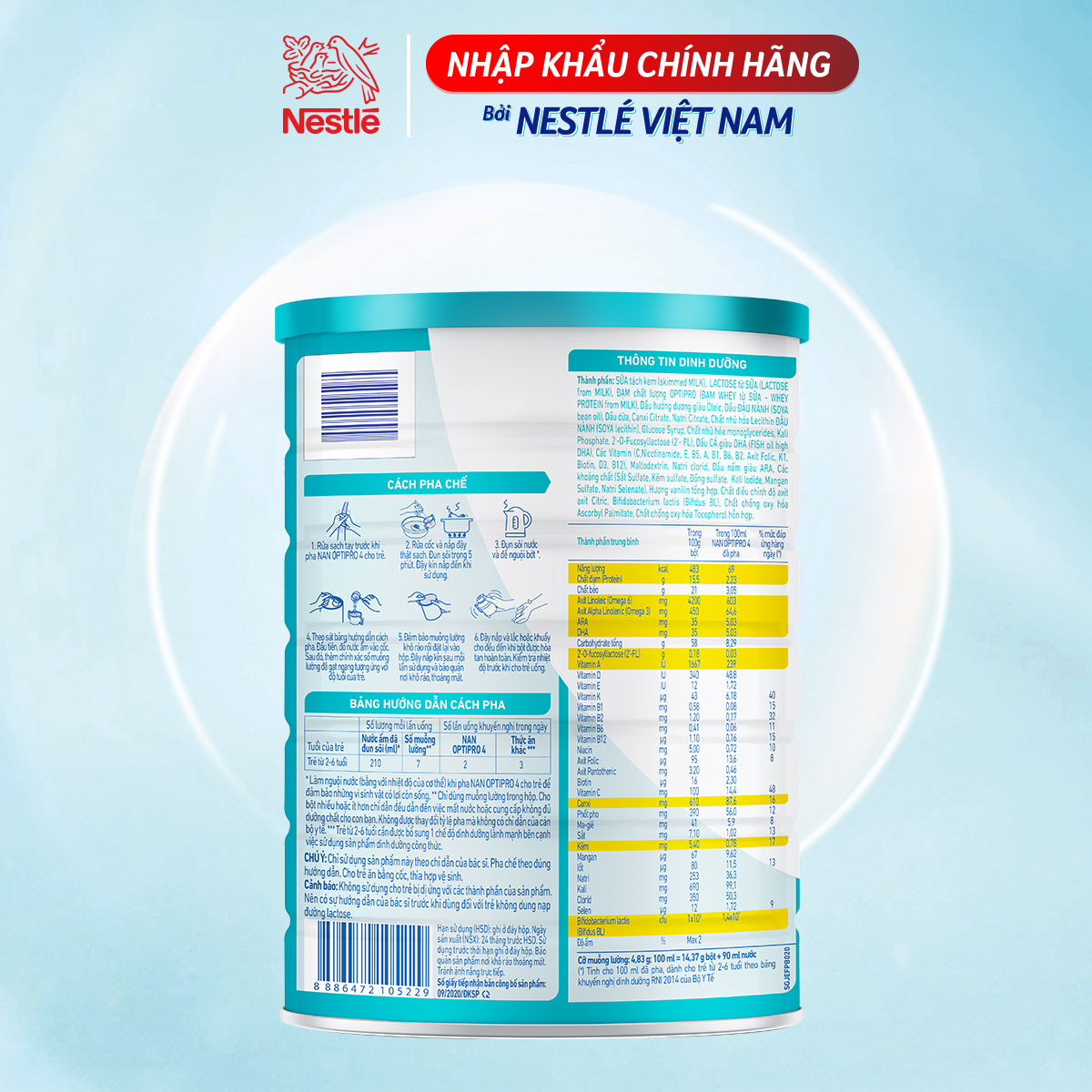 Combo 02 Sản phẩm dinh dưỡng công thức Nestlé NAN OPTIPRO  4 lon 1700g - TẶNG Balo kéo cá heo