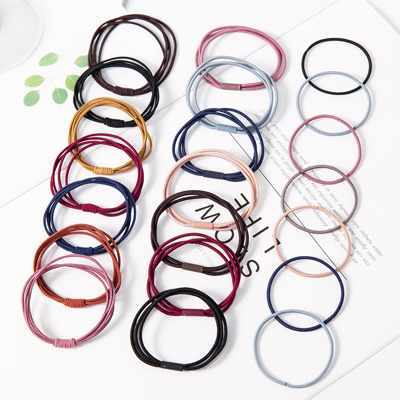 Combo 5 Dây Chun Buộc Tóc, Thun Cột Tóc Mảnh 3 Vòng Màu Sắc Nhã Nhặn SC23